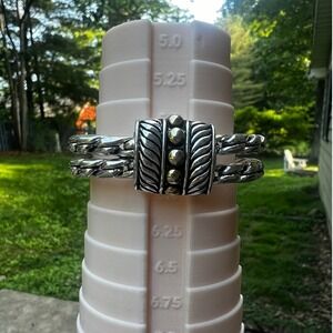 Silver Tone Multi Row Chain Link Magnetic‎ Closure Bracelet
